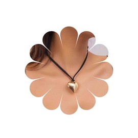 Allereya Vintage Long Velvet Wrap Choker Necklace Puffy Heart Pendant Necklace Black Velvet Necklace Gold Heart Velvet Choker Necklace Jewelry for Women and Girls (Gold)