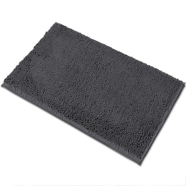 MAYSHINE Luxury Non Slip Chenille Plush Bathroom Rug 20x32, Charcoal