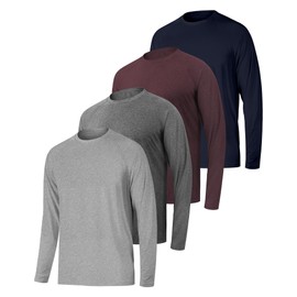 Men's Shirts Long Sleeve UPF 50+ Sun Protection Quick Dry Fit Athletic Workout Sun Shirts Running Fishing Gym Sport Active T-Shirts Tees 4 Pack XL