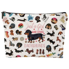 Kosmetiktasche für Mädchen Dackel Schminktasche Makeup Tasche mit Reißverschluss für Freundin Dackel Geschenke Für Tierliebhaber Tragbar Kulturtasche Damen für Reise Alltagsleben