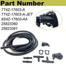 Front Windshield Washer Nozzles Kit replacement for 08-11 Ford Focus 07-11 Ford Edge 07-10 Lincoln MKX Washer Jet and Fluid Hose with Connector Replaces OEM # 7T4Z-17603-A 8S4Z-17603-AA,8S4Z17603AA
