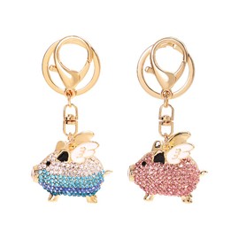 SHIDXIB 2Pcs Women Pig Pink and Blue Keychain Cute Keychain Accessories for Flying Pig Lovers Crystals Key Decoration Gift