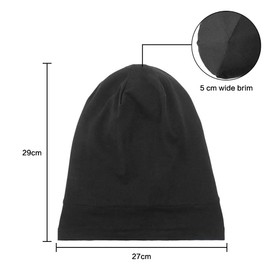 JZS Satin Lined Bonnet Sleep Cap, Adjustable Stay on All Night Hair Wrap Cover Slouchy Beanie for Curly Hair Protection for Women and Men Set of 2 (Black+Grey)