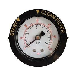 LisFaxbo 2" Dry and Utility Pressure Gauge 0-60 PSI Replacement for Pool/Spa/Aquarium Valve Filters 1/4" NPT Center Back Mount, Start and Clean Filter Pressure Gauge