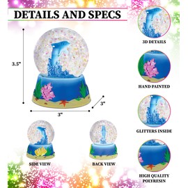 CoTa Global Dolphin Snow Globe - Sparkly Water Globe Figurine with Sparkling Glitter, Collectible Novelty Ornament for Home Decor, for Birthdays, Christmas, and Valentine's Day - 65mm