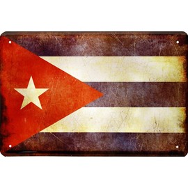 WOGEKA ART Retro Tin Sign - National Flag Cuba Cuba - Funny Saying as Gift Idea for Birthday Christmas Decoration 20 x 30 cm Vintage Design Metal 1230