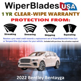 Wiper Blades for 2022 Bentley Bentayga Wipers w/1yr Warranty (Set of 2)