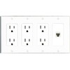 RiteAV CAT5E-WHITE Wall Plate 4 Gang with 3 x 15A