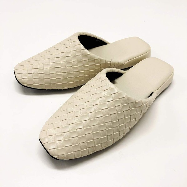 Beige, L size/synthetic leather slippers, texere, mesh woven design, antibacterial, [M+home]