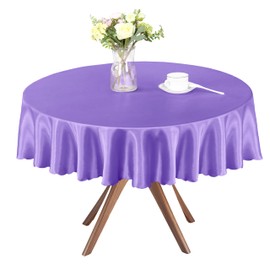 Homiest 1 Pack 60 Inch / 5ft Round Tablecloth Satin Table Cover, Light Purple Table Cloth Overlay Bright Table Decorations, Silky Satin Dining Table Cloths for Wedding Reception Graduation Banquet