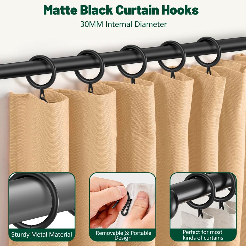 60Pcs Metal Curtain Rings and 60 Pcs Curtain Drapery Pin