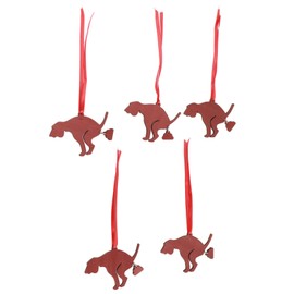 5Pcs Pooping Dog Christmas Ornament Safe Eco Friendly Boxwood DIY Dollhouse Miniature Dog for Window Doors Coffee