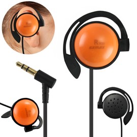 EXMAX 3.5mm Foamless Wired Single Headphones Right-Side Earphone Ear-Hook Headphone for EXD-101 ATG-100T ELGT-470 Wireless Tour Guide System Receiver Touring Groups Radio Podcast Tablet MP3 PC(Right)