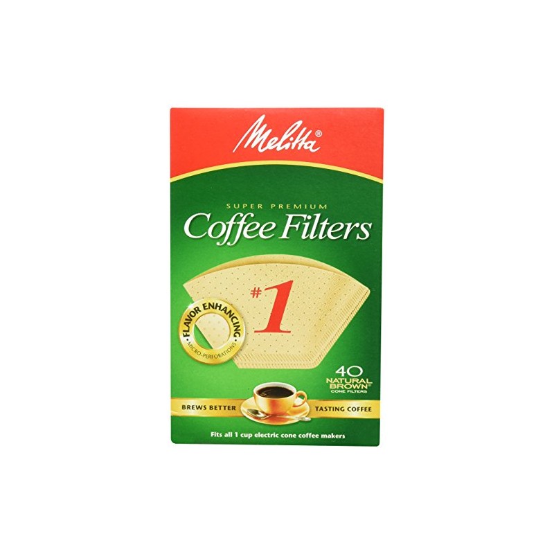 Melitta 620122 40 Count #1 Natural Brown Cone Coffee Filters