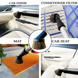 Vacuum Attachment for Shop Vacs Using 2-1/2'', 1-7/8'' & 1-1/4'' Accessories: Premium Soft Horsehair Round Dust Brush, Perfect for Vacuuming Sofas, Furniture Surface and Baseboards