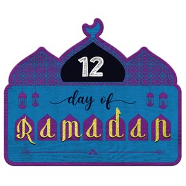 FLYAB Countdown Till Eid Ramadan sign Purple Ramadan Mubarak Table Sign Ramadan Table Centerpieces Happy Eid Mubarak Party Decor for Muslim Islamic Favor Pendants Eid Table Decoration Supplies