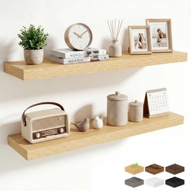 Dreamland 40in Deep Floating Shelves for Wall, Rustic Wall Shelves for Living Room Bathroom Bedroom Kitchen, Wall Mounted Shelf with Invisible Brackets for Books, Storage, Decor, Oak