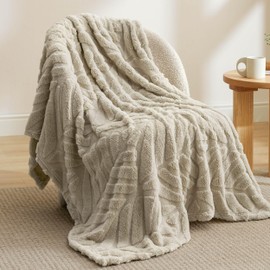 Bedsure Brown Soft Blanket for Couch, Lightweight Cozy Warm Leaf Textured Plush Blanket for Bed Couch Sofa, Super Soft Fleece Blankets for Women Men, 50x60 Inches