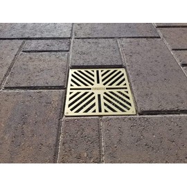 USA Made - Sinnov - 6" x 6" Premium Brass Outdoor Modern Paver Size Drain Grate - Use with Both 3" or 4" Drain Pipe, PVC or Flexible Pipe (Brass)