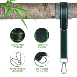 CENOVE Swing Attachment 2 x 150 cm, Tree Swing Strap Swing Suspension with 2 Carabiners + D-Rings + Storage Bag + Tree Protection Padding, Hammock Rope