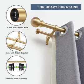 Double Curtain Rod for Windows 48 to 84 inch