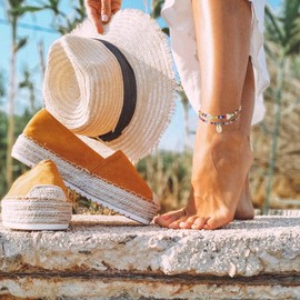 Puka Shell Anklet for Women Summer Boho Anklet Bracelets for Women Beach Beaded Anklets for Teen Girls (A:Puka Shell Anklet)