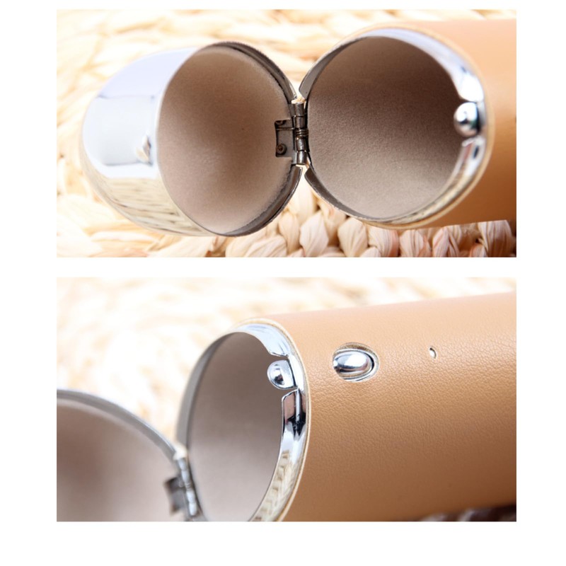 [SELECOCO] メガネケース ハード 縦型 ワンタッチ開閉 アルミ＆レザー調 スリム軽量 頑丈 コンパクト おしゃれ