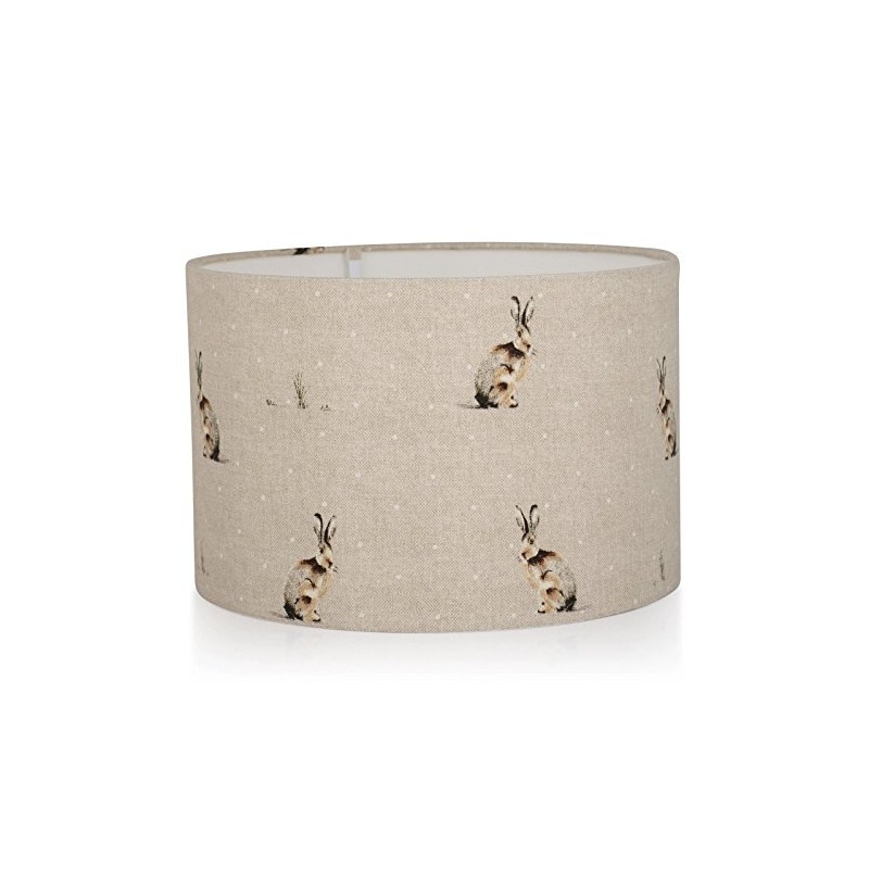 Handmade Fryetts Natural Ceiling Lampshade, Hartley Hare Fabric, Cream, 8-Inch