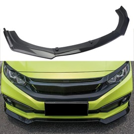 LONGKEES Front Lip Splitter Bumper PP Compatible with 2016-2020 Civic Hatchback Trim Protection Splitter Spoiler 3pcs Carbon Fiber