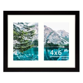 SNXJWA 8x10 Picture Frame with 4x6 Double Opening Mat Collage Photo Frame for Horizontal and Vertical Wall Tabletop Display, Black 1 Pack
