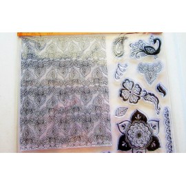 Fiskars Henna Petals Background and Flowers Clear Acrylic Stamp Set by Fiskars NEW!