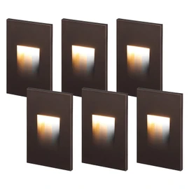 LEONLITE 3CCT 120V LED Step Lights, 3.5W 150LM 5%-100% Dimmable Indoor Outdoor Waterproof Vertical Stair Light, 3000K/4000K/5000K Selectable, CRI90, ETL, Aluminum, Oil Rubbed Bronze, Pack of 6