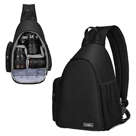 Cwatcun Camera Bag, Sling Camera Case Shoulder Backpack with Tripod Holder for Canon Nikon Sony Pentax DSLR SLR Mirrorless Cameras Black