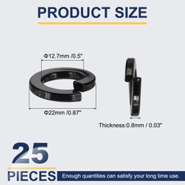 MECCANIXITY 1/2 Spring Lock Washer, 304 Stainless Steel Split Lock Washers for Screws Bolts Cars Construction Machinery Black Pack of 25