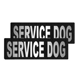 Dogline Service Dog Vest Patches – Removable Service Dog Patch 2-Pack with Reflective Printed Letters for Support Dog Vest Harness Collar or Leash