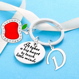 Nimteve Teacher Gifts for Women Initial Charm Initial Jewellery Initial Keyring Teacher Appreciation Gifts Thank You Gifts For Teachers Women (D)