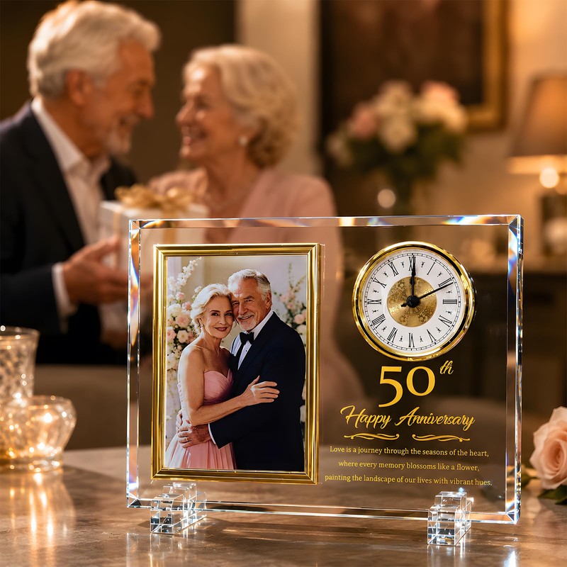 Dxaeuqr Dxaeqr 50th Wedding Anniversary Keepsake for Couples, Crystal Glass