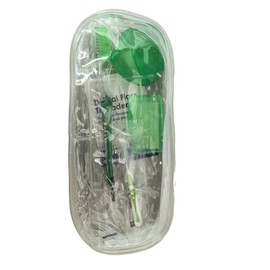 Essential Orthodontic Home/Travel Care Kit - Orthodontic V-trim Toothbrush, XL Interdental Brush, 15-yards Dental Floss, 10-PK Floss Threader, Mint Dental Wax and Carry Pouch (Green, Regular)