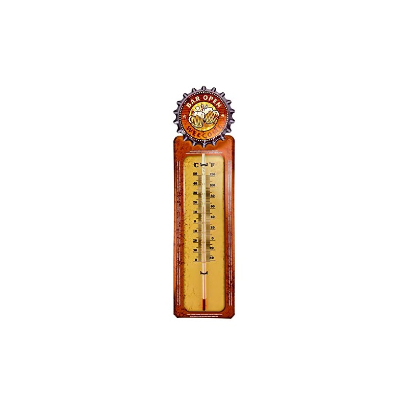 Crispe Analogue Indoor/Outdoor Thermometer 'Bar Open' Metal 45 x 12