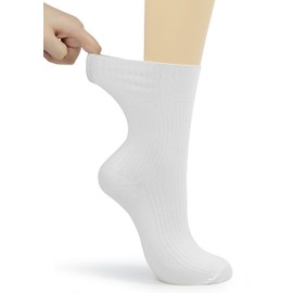 BomKinta Crew Socks for Women Lightweight Thin Casual Socks Cute Soft Above Ankle Cotton Socks Cream White Size 9-11