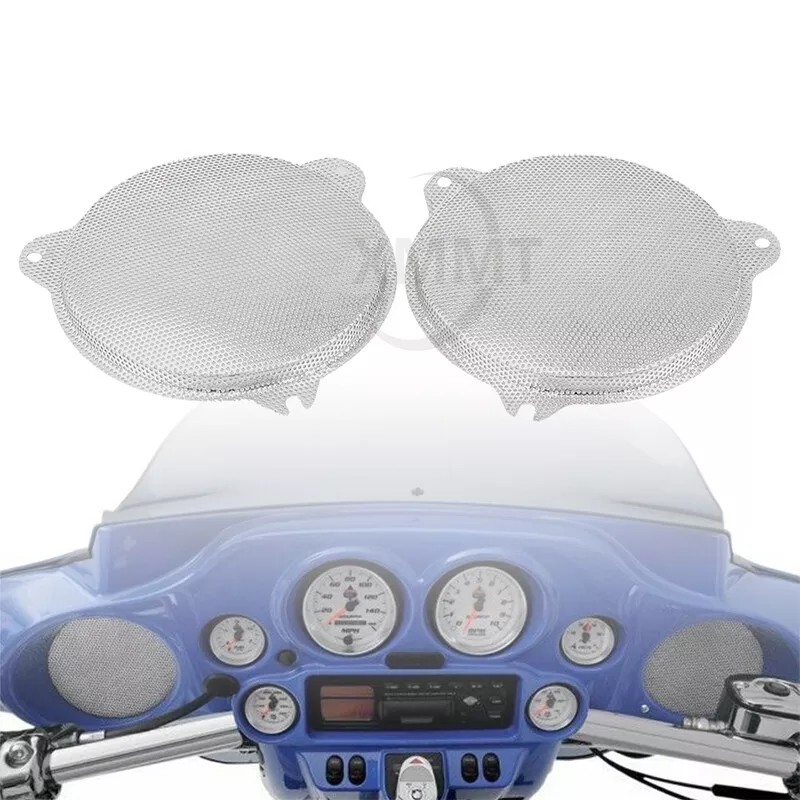 Unbranded Chrome Mesh Speaker Grills Cover For Harley Touring Electra