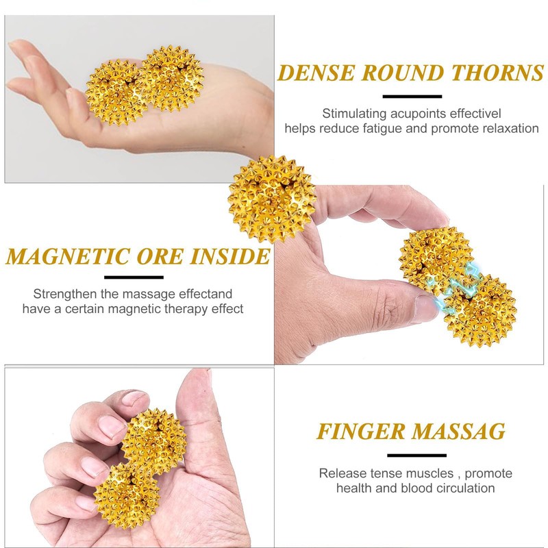 6 Stück Massagebälle,Gold Spiked Massage Ball Hart Magnetische Akupressurkugeln Massagebälle