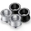 WPGLOOK 4pcs 1/2"(12mm) Ear Gauges Tunnels Plugs: Black and Silver