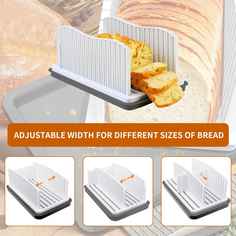 Professional Bread Slicer with Adjustable Guide, Foldable Cutter for Homemade