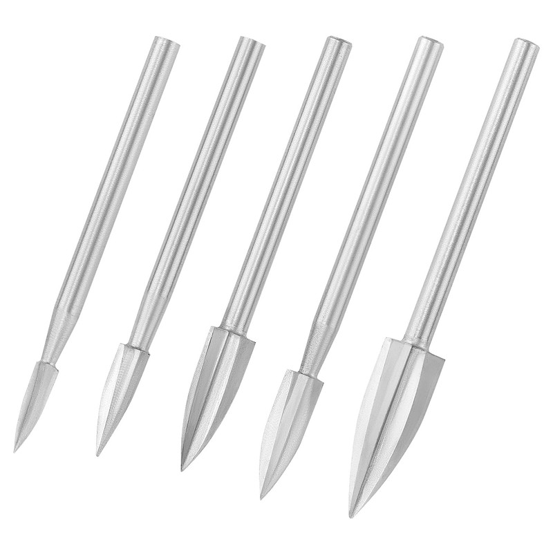 QWORK Wood Carving Tools, 5 PCS HSS Engraving Drill Bit