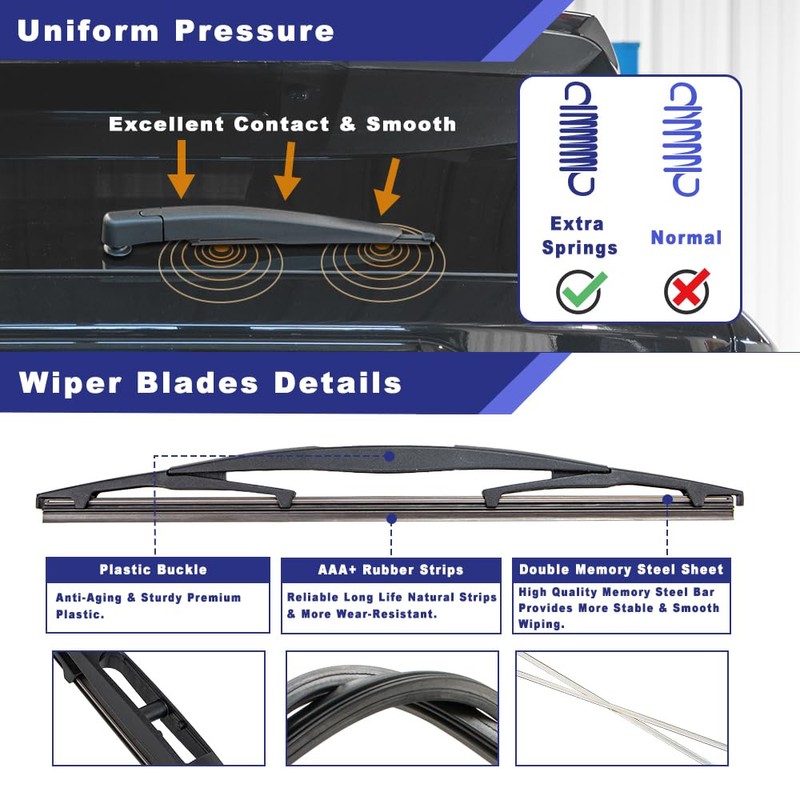 Rear Windshield Wiper Arm Blade Assembly Kit Compatible with 2005-2012