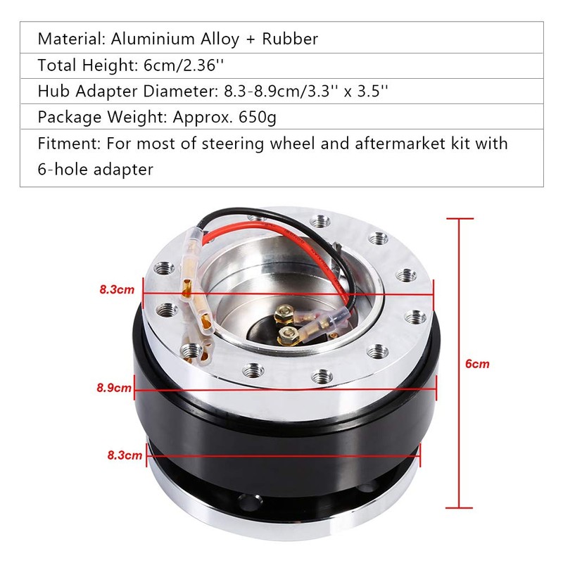 Qiilu Steering Wheel Hub Adapater, 6 Hole Bolt Ball Steering