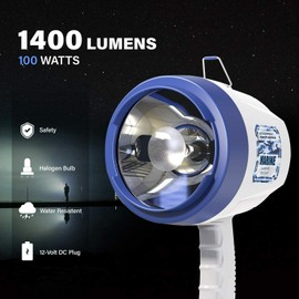 GOODSMANN Portable Handheld Spotlight for Boats 1400 Lumen Halogen 12 Volt DC