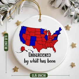 2024 Election Map Ceramic Ornament – Unburdened by What Has Been - Humorous Trump Celebration Keepsake – Christmas Trump Ornament - Trump Merchandise - Gifts for Supporter - Trump Gifts