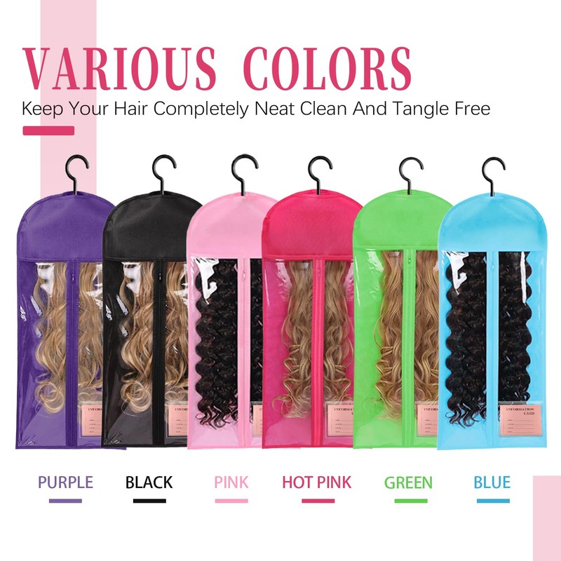 8PCS Wig Storage Bags with Hanger Hair Extension Holder Wig